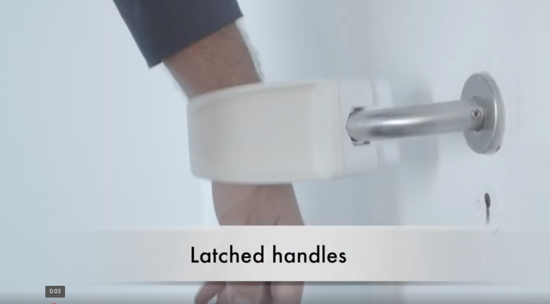 Hands-free door handle.